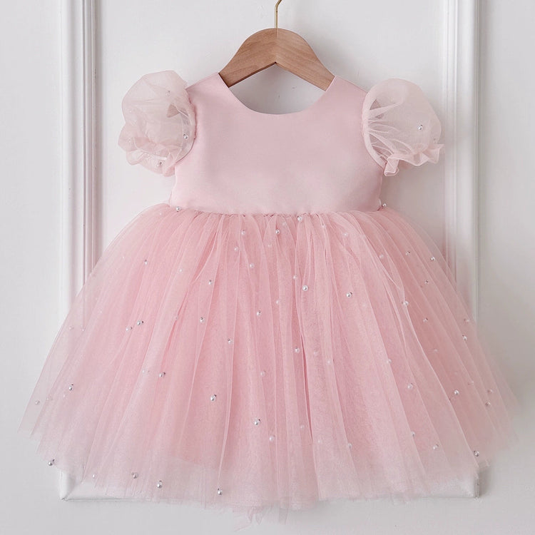 Baby Girl One-year-old Princess Dress Pink Birthday Party Dress Small Wedding Dress