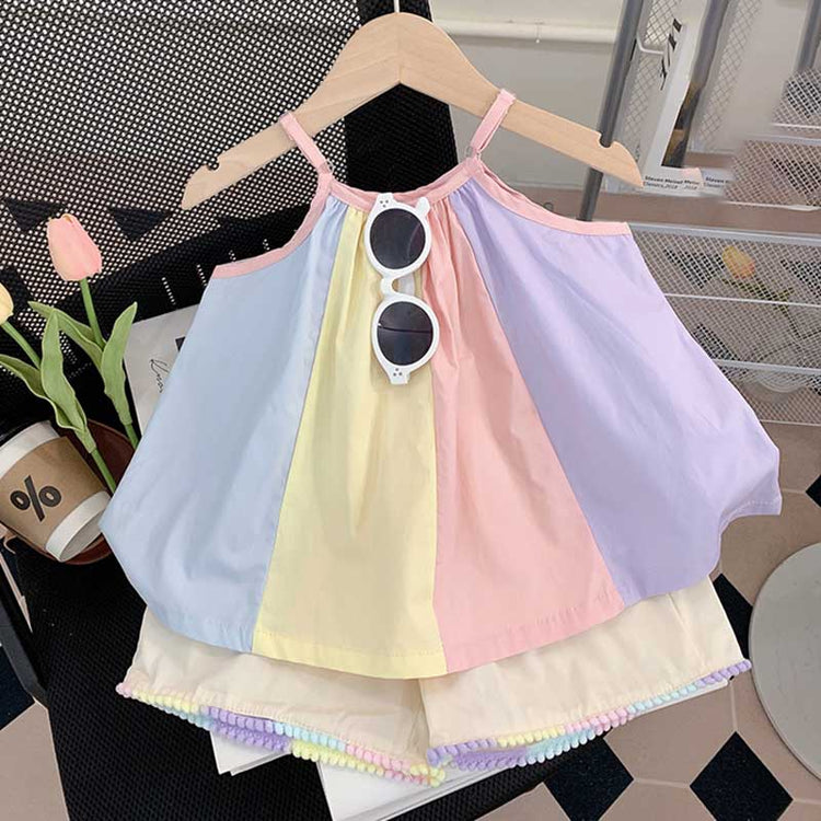 Cute Fashionable Summer Multicolor Two Piece Set