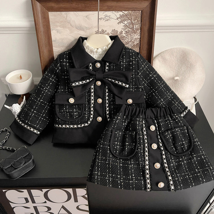 New Year Baby Girls Black Two-piece Suit
