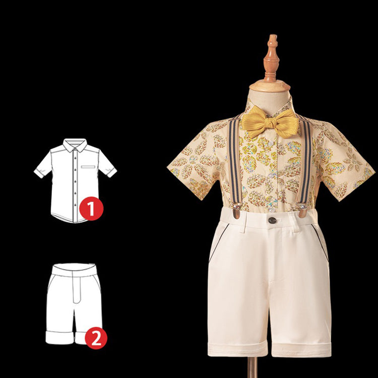 Boys Floral Shirt Birthday Suit Performance Costume