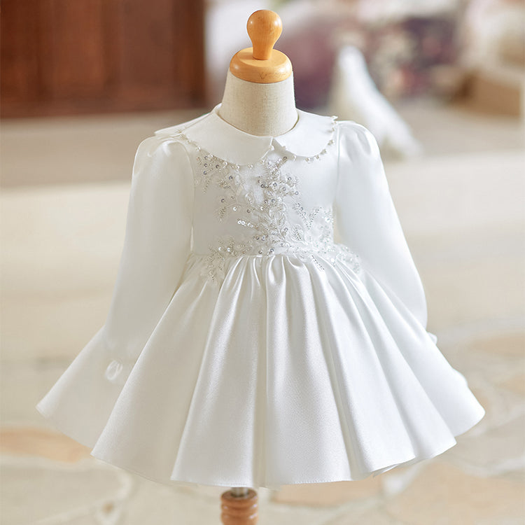 Girls White Party Princess Dress Flower Girl Wedding Puffy Dress