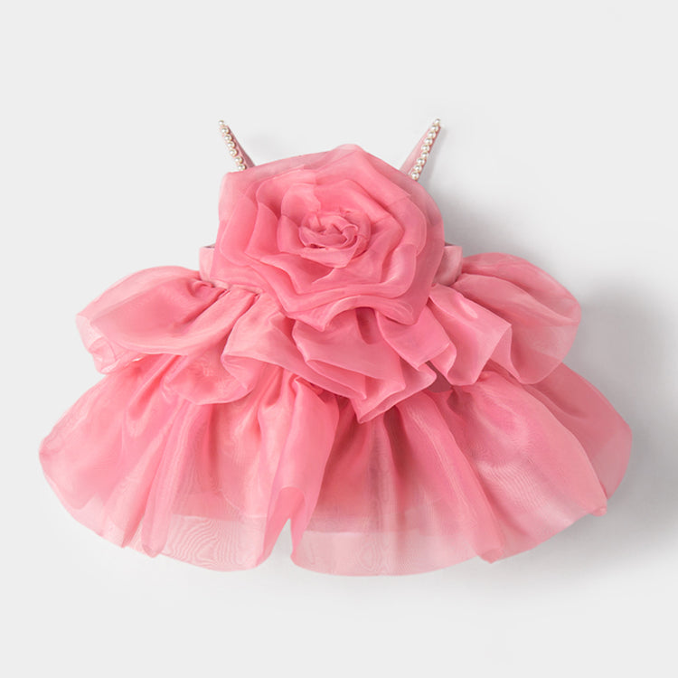 Summer Flower Girl Dress Rose Toddler Birthday Party Dress