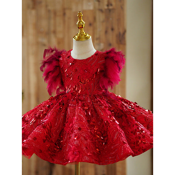 Cute Baby Girl Sequin Beauty Pageant Dress Toddler Birthday Princess Dress