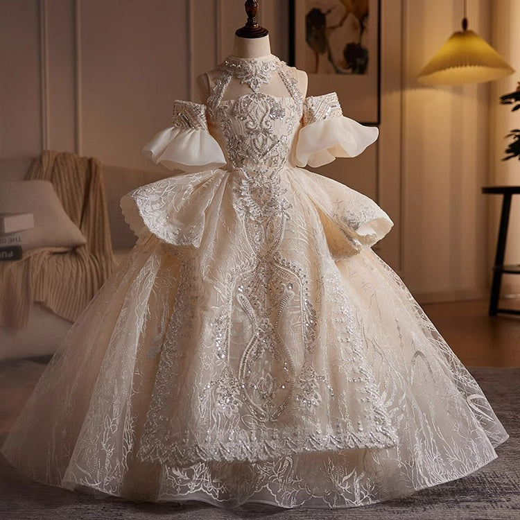 Luxurious Baby Girl Beauty Pageant Dress Toddler Embroidery Party Dress