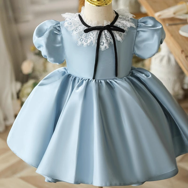 Baby Girl Blue Dress Children's Birthday Princess Dress Flower Girl Puffy Dress