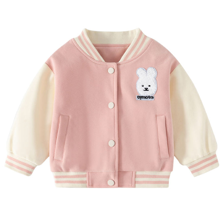 Girls Color Contrast Jacket Toddler Autumn Contrasting Color Sweet and Cute Baseball Jacket