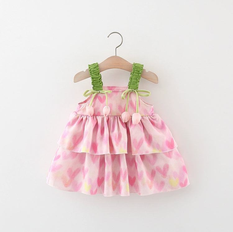 Cute Baby Girls Two-piece set Daily Dress Summer Pink Cozy Princess Dress