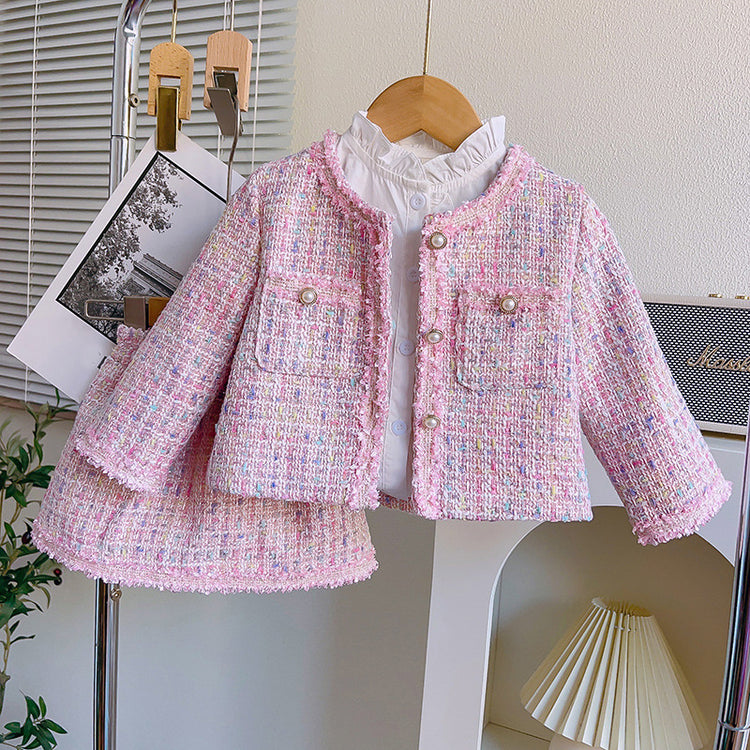 New Year Girls Pink Two-piece Suit