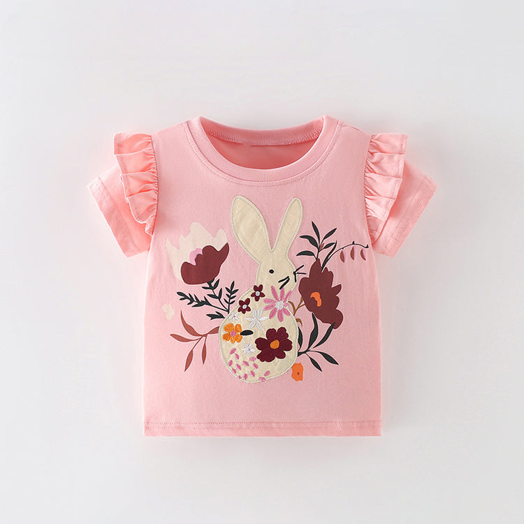 Cute Girls Summer New Round Neck T-shirt