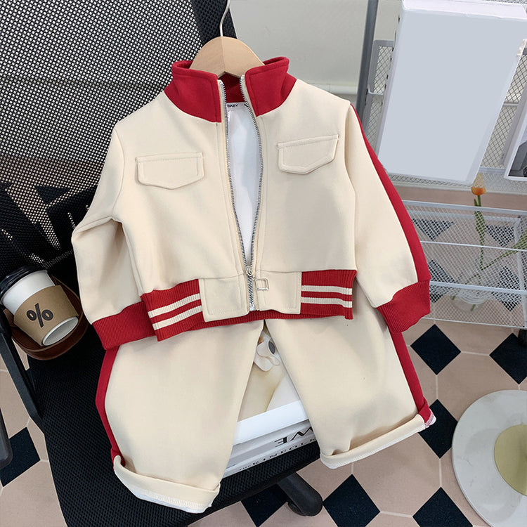 Cute Baby Girl Patchwork Contrasting Sportswear Suit