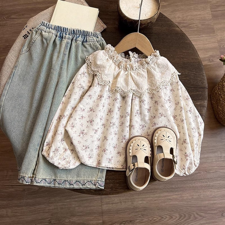 Baby Girls Autumn Floral Top and Pants Two-Piece Set