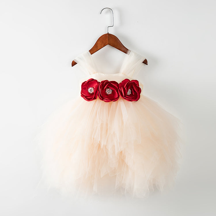 Cute Flower Girl Dress Toddler Girls Cake Puffy First Communion Dresses Pink Dress Girl Formal Dresses