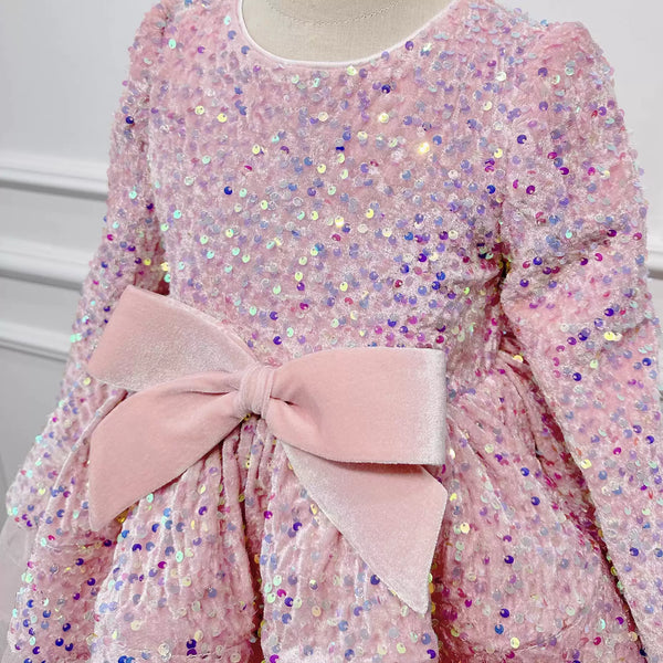 Elegant Christmas Dress Baby Girls Pink Winter Sequin Cake Dress New marryshe Elegant Christmas Dress Baby Girls Pink Winter Sequin Cake Dress New marryshe