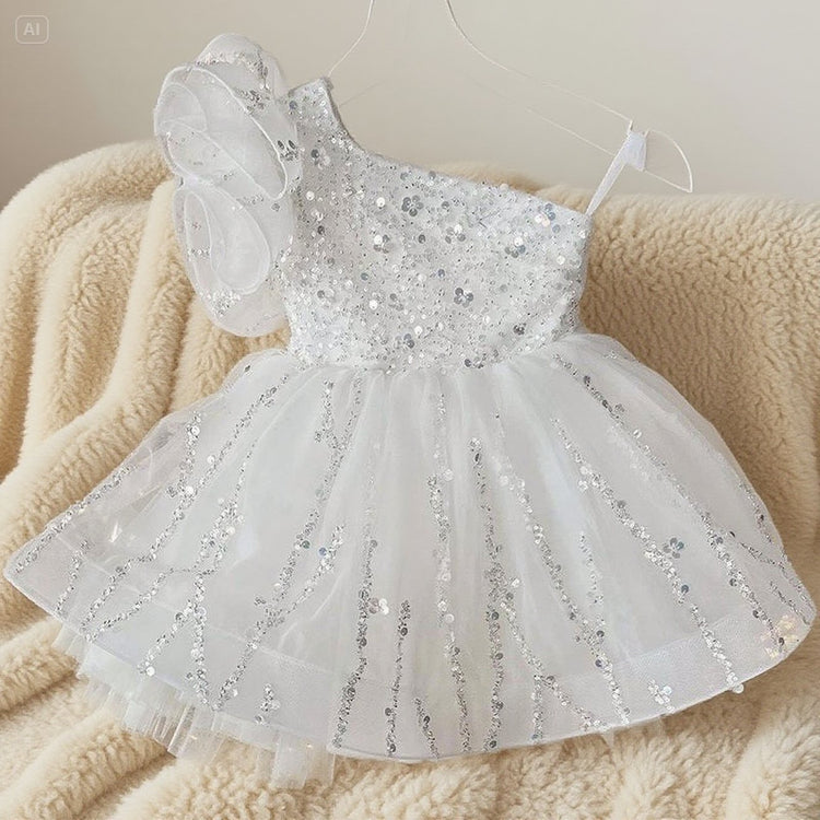 Cute Baby Girl Sequin Christening Dress Toddler Birthday Pageant Princess Dress