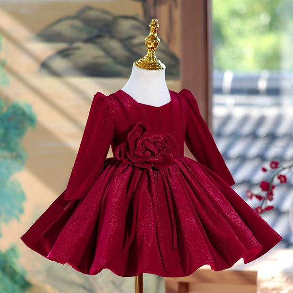 burgundy baby dress Elegant Girl Flower Girl Dress Red Christmas Dress Womens Clothing Size:XL(16) Black and Gold Dresses owned brand known for