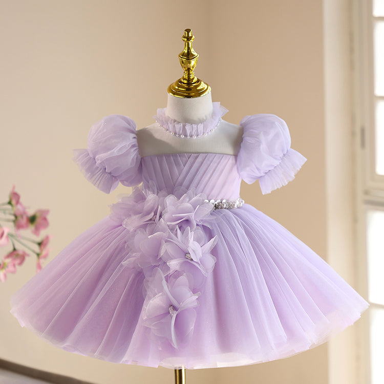 Flower Girl Wedding Dress Girls Puff Sleeve Birthday Princess Dress