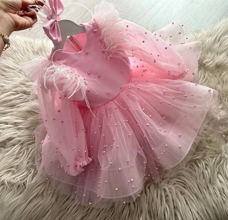 Girls Birthday Princess Dress Children Bow Puffy Dress