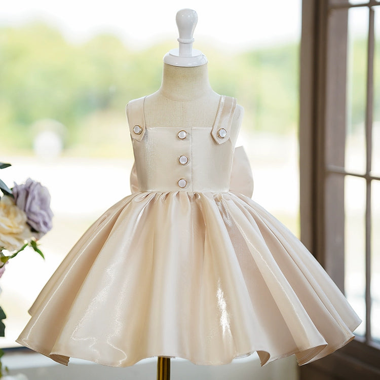 Cute Baby Girl Champagne Dress Toddler Birthday Pageant Princess Dress