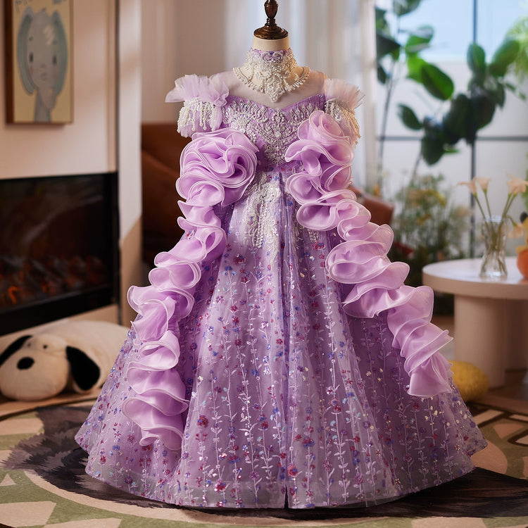 Girls Birthday Purple Dress Children's Wedding Dress Girls Prom Dress