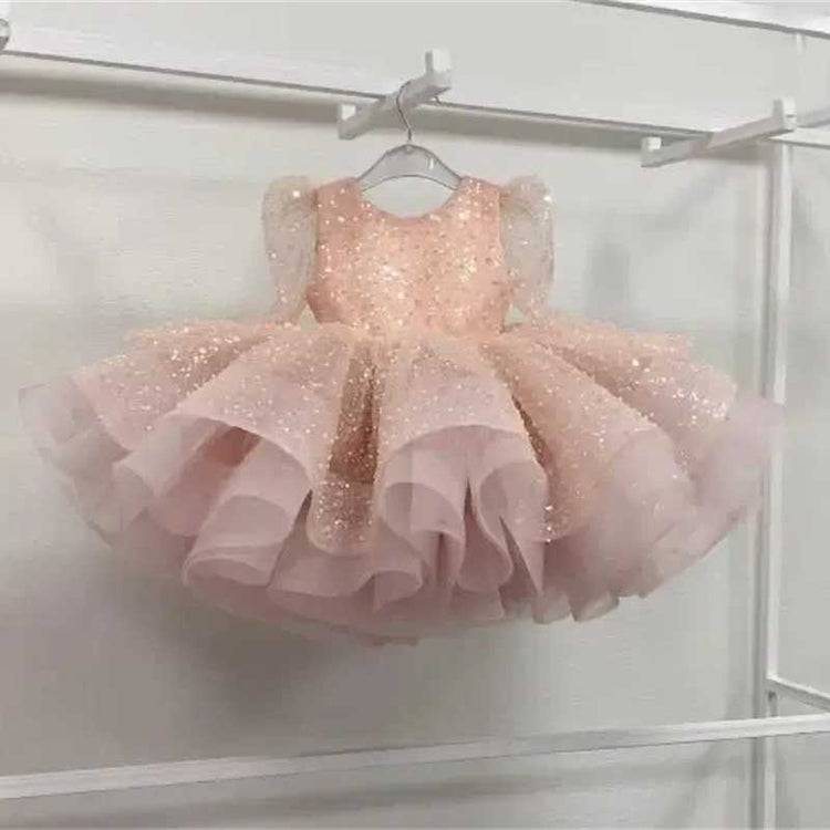 Baby Girl Sequins Party Puffy Dress Toddler First Communion Princess