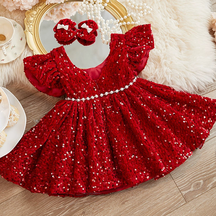 Baby Girl Red Communion Dress Girl Birthday Princess Dress