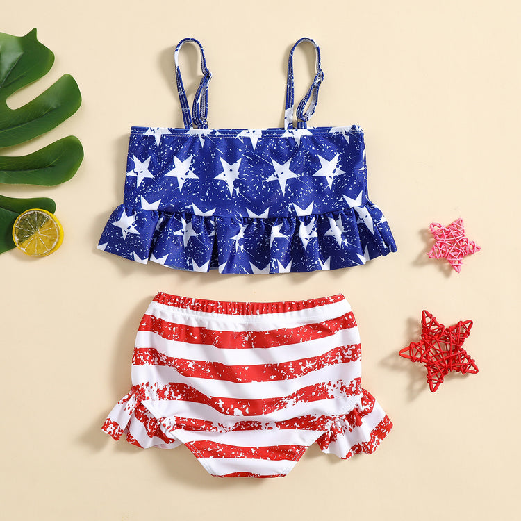 Girls Swimsuit Children's Blue Star Print Swimsuit