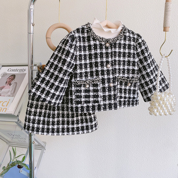Spring Cute Girls Coat and Skirt Two Piece Set