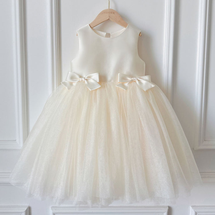 Girls Birthday Sleeveless Princess Dress Children Bow Puffy Dress