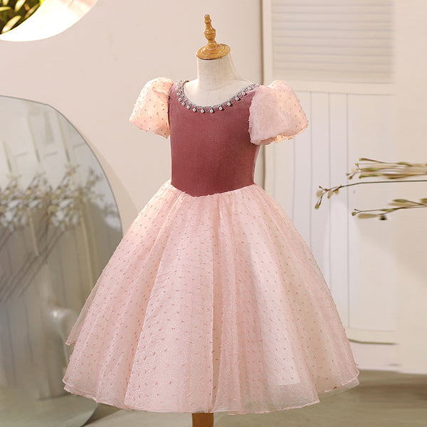 Pink Princess Dress with Beaded Birthday Dress – marryshe