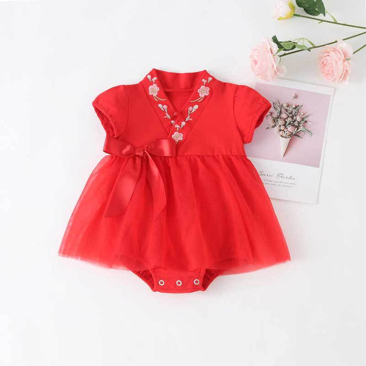 Summer New Baby Girl Birthday Cute Embroidered Collar One-piece Dress