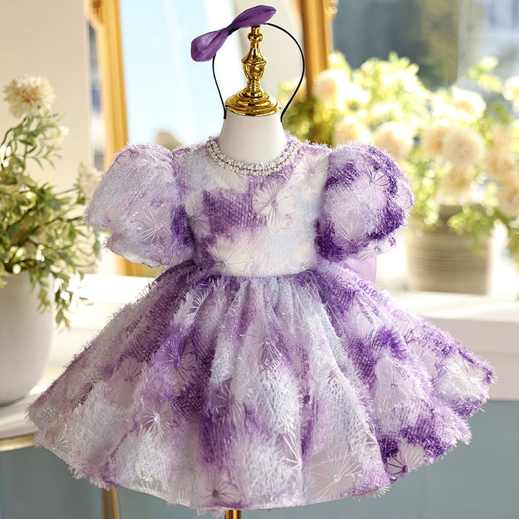 Children's Purple Birthday Princess Dress Girls Baptism Dress