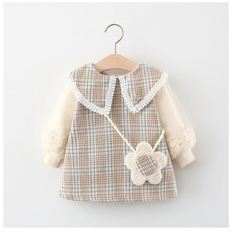 Baby Girl Fake Two Piece Dress Children's Long Sleeve Dress
