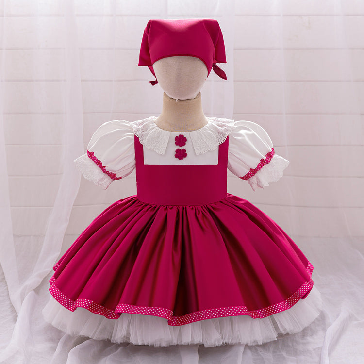 Girls Puff Sleeve Party Dress Children's Birthday Dress
