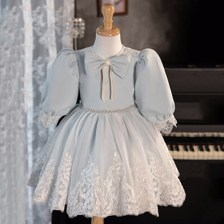 Cute Flower Girl Wedding Dress Baby Girl Birthday Bow Princess Dress