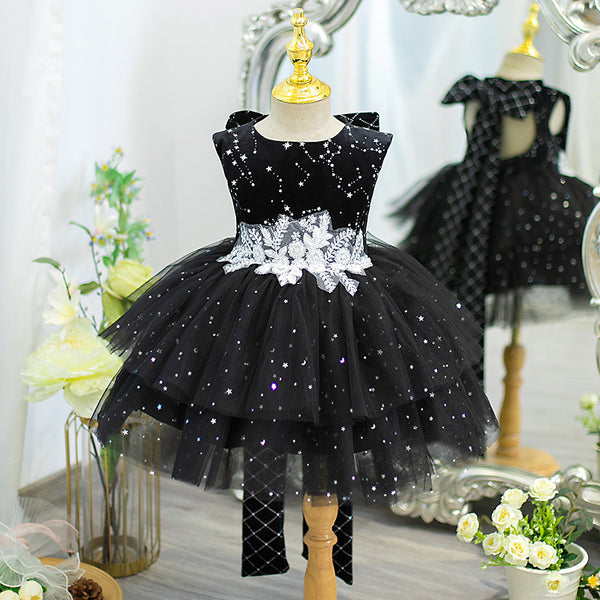 birthday dresses black girl Children's Black Birthday Dress Girls Sleeveless Puffy Princess Dress
