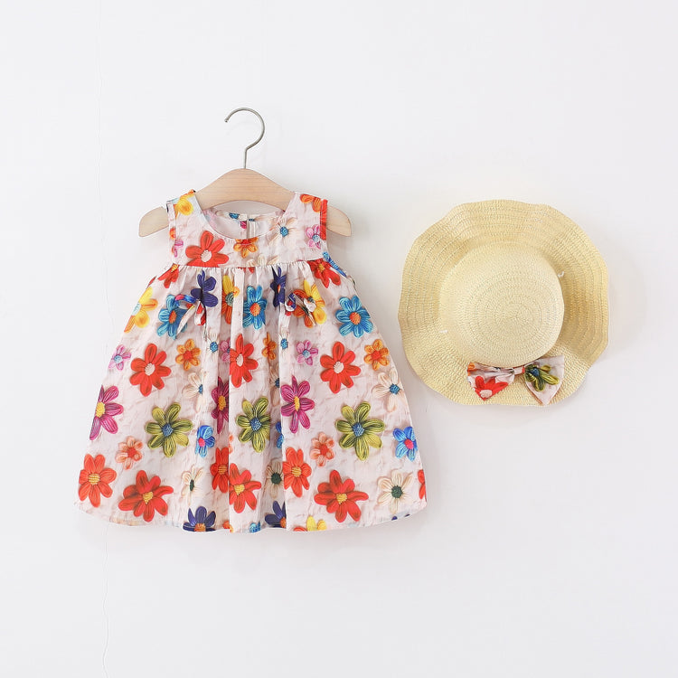 Summer New Girls Printed Sleeveless Dress