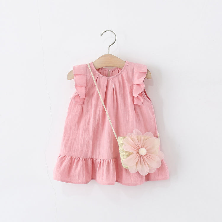 Girls' New Summer Lace Rabbit Ear Cotton Dress