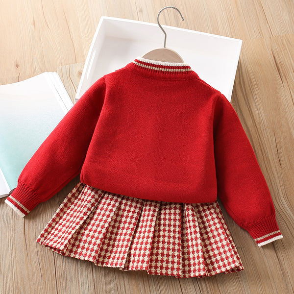 【Anyone more】[Two-Piece Set] Deck Muffler Cardigan Sk Set Sweater Skirt Cardigan Set | Sweater Skirt Matching Set | 2