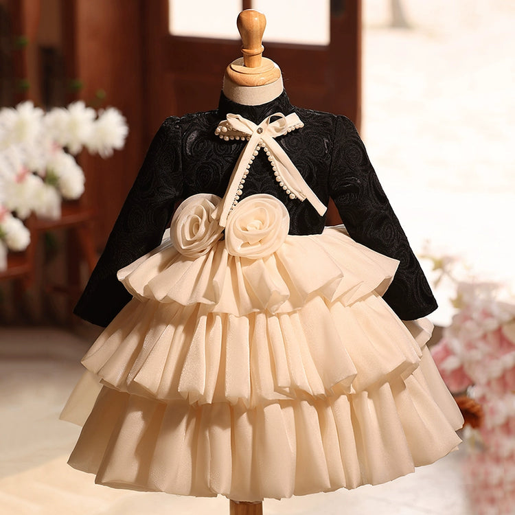 Flower Girl Christmas Dress Black Puffy Dress Toddler Birthday Pageant Princess Dress