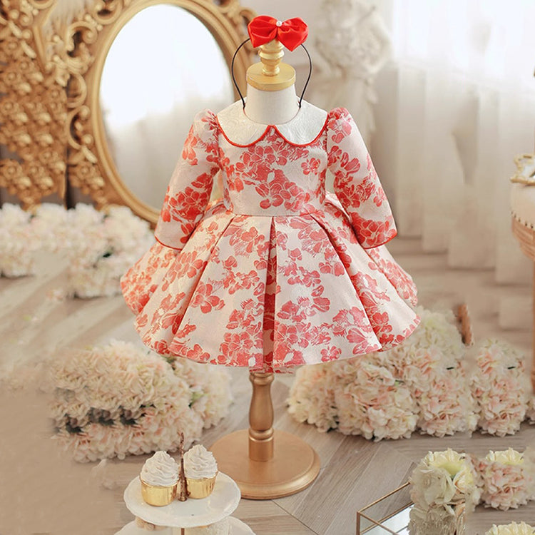 Baby Girl Red Birthday Dress Princess Dress Flower Girl Wedding Dress