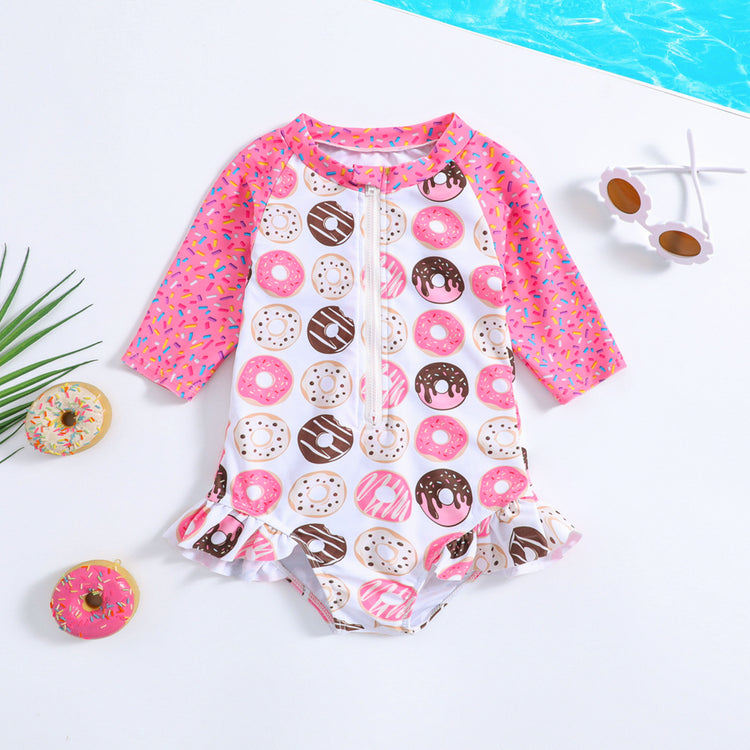 Cute Children's Swimsuit Girls One-piece Swimsuit Set