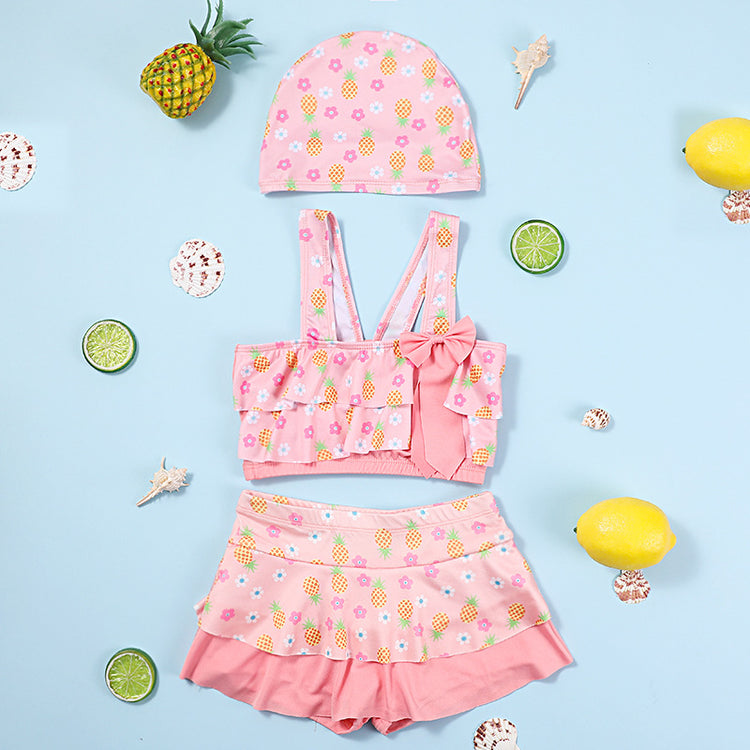 Children's Swimsuit Summer Girls Suspenders Floral Swimsuit