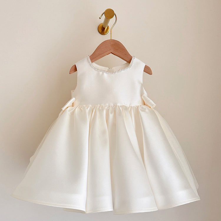 Girls Communion Dress Children's Bow Beaded Dress
