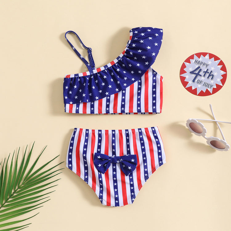 New Girls One Shoulder Sling Girls Cute Swimsuit