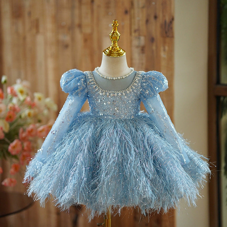 Cute Baby Girl Tassel Beauty Pageant Dress Toddler Birthday Party Princess Dress