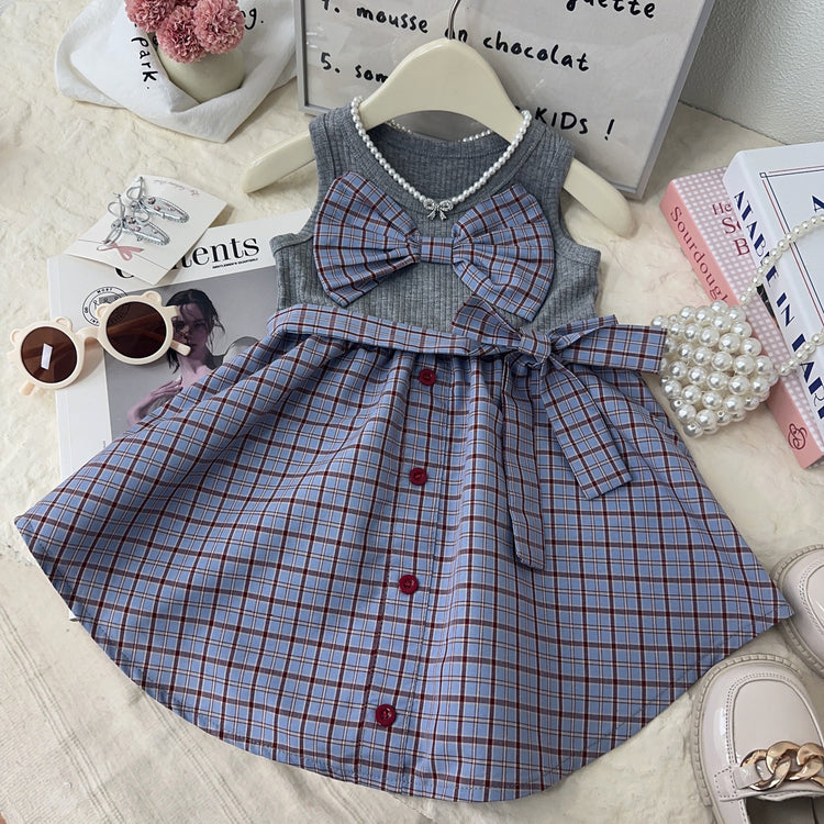 Girls Dress Summer New Style Baby Girl Bow Vest Dress