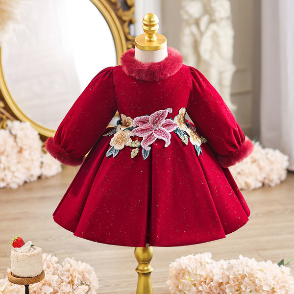 Baby New Year's Dress Girls Red Dress Children's Birthday Princess Dress