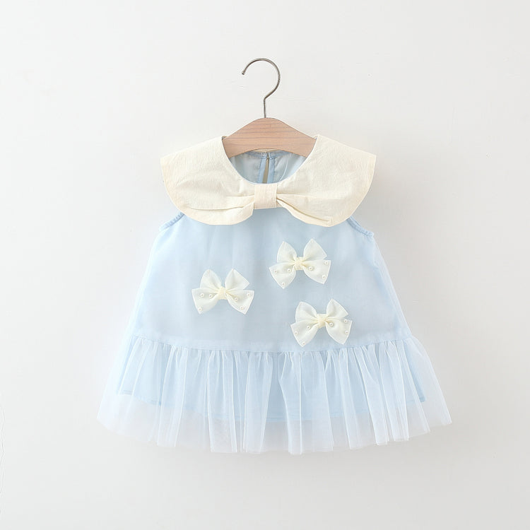 Girls Summer Dress Baby Bowknot Sleeveless Princess Dress