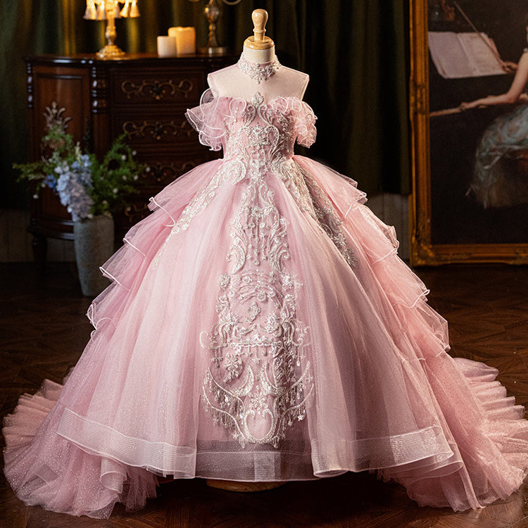 Baby Girl Puffy Ball Gown Toddler Pageant Princess Dress Birthday Party Sequin Dress