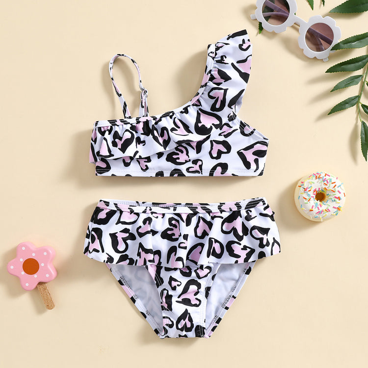 Children's Heart Print Swimsuit Girls Top Shorts Two-piece Set